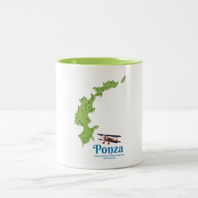 Ponza italiensk ö karta. Två-Tonad mugg (Center)