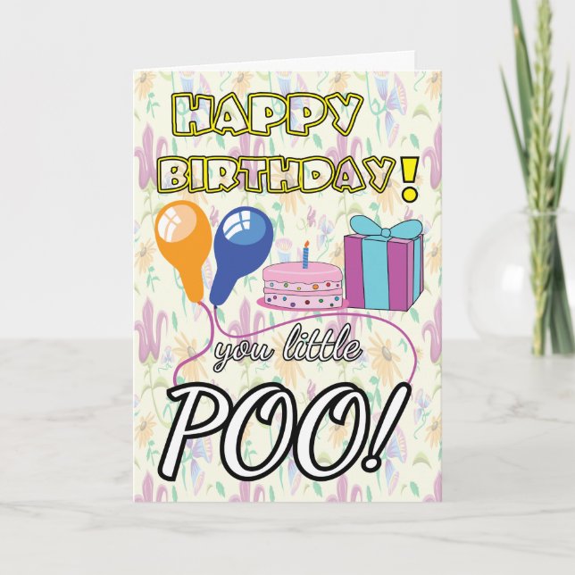 POO Balloons Cake-ungar, söt födelsedag Kort (Framsida)