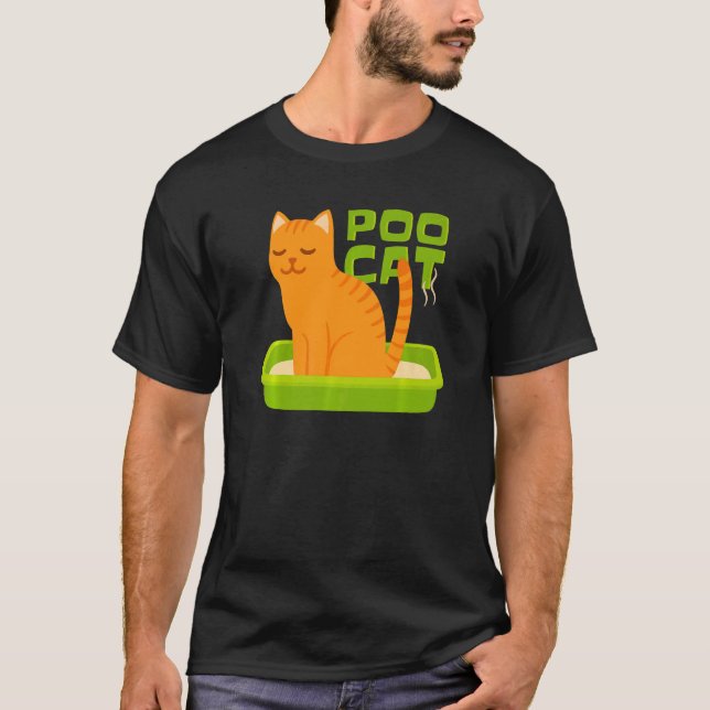 Poo Cat Litter Box Stinky Poo T Shirt (Framsida)