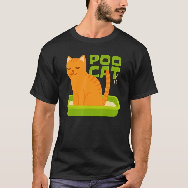 Poo Cat Litter Box Stinky Poo T Shirt (Framsida)