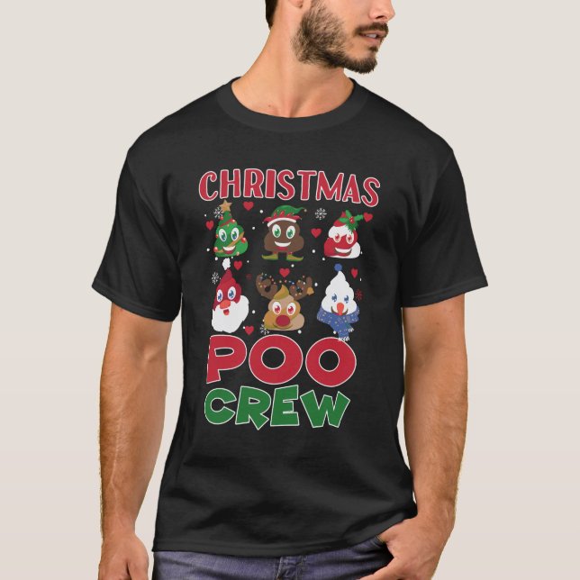 Poo Crew Poop Emoticons T Shirt (Framsida)
