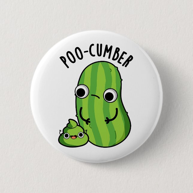 Poo-cumber Funny Cucumber Pun Knapp (Framsida)