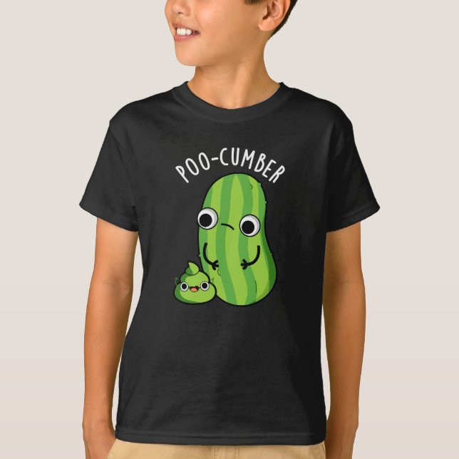Poo-cumber Funny Cucumber Pun Mörk BG T Shirt (Framsida)