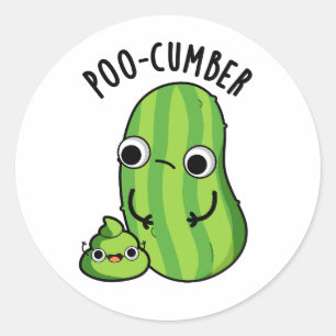 Poo-cumber Funny Cucumber Pun Runt Klistermärke