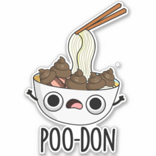 Poo-don Rollig Udon Skämt Klistermärken