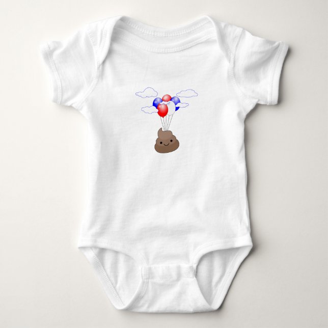 Poo Emoji Flyger Med Ballonger Tee Shirt (Framsida)