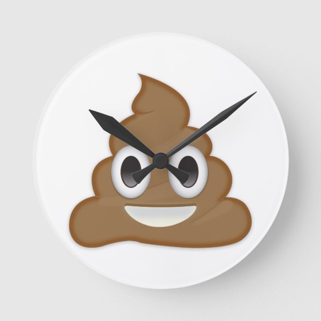 Poo Emoji-pil Rund Klocka (Framsida)