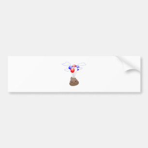 Poo Emoji som flyger med ballonger Bildekal
