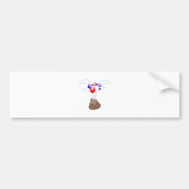 Poo Emoji som flyger med ballonger Bildekal (Framsidan)