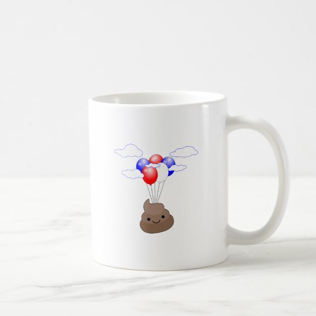 Poo Emoji som flyger med ballonger Kaffemugg (Höger)