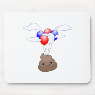 Poo Emoji som flyger med ballonger Musmatta