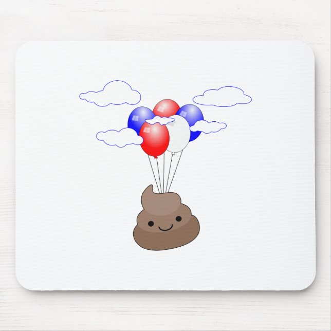 Poo Emoji som flyger med ballonger Musmatta (Framsidan)