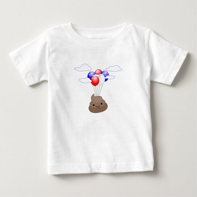 Poo Emoji som flyger med ballonger T-shirt (Framsida)