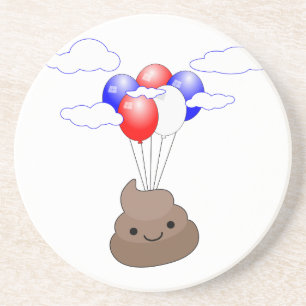 Poo Emoji som flyger med ballonger Underlägg