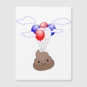 Poo Emoji som flyger med ballonger vykort