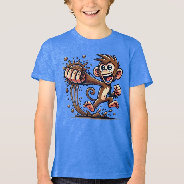 Poo Flinging Monkey Mayhem T Shirt (Framsida)