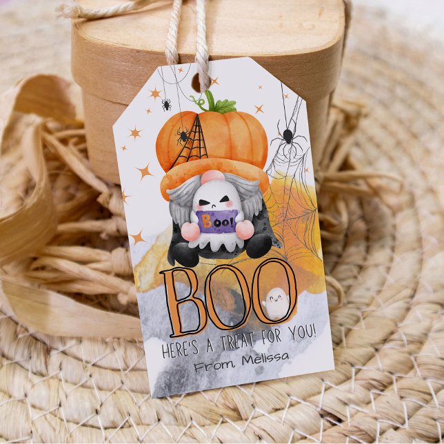 POO orange gnome halloween bus eller godis-förmån Presentetikett (Skapare uppladdad)