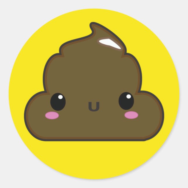 Poo Sticker! Runt Klistermärke (Framsida)
