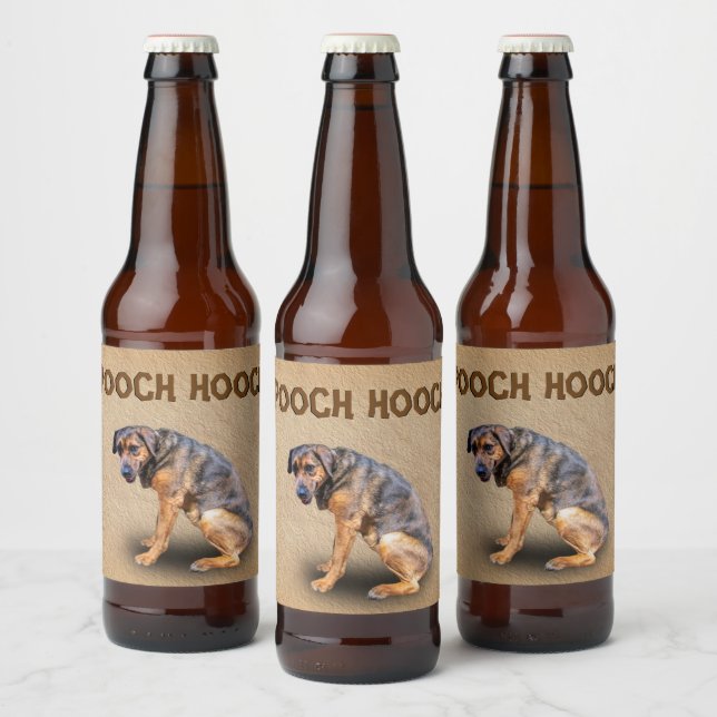 POOCH HOOCH ÖLFLASKA ETIKETT (Flaskor)