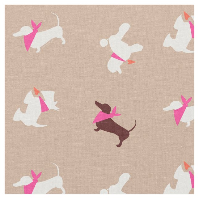 Pooches in Rosa Swiss Mocha Tyg (Närbild)