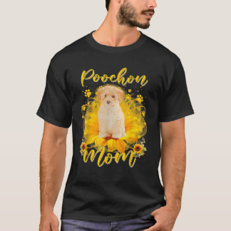 Poochon Hund Mamma med Solros Hund Mor Tassar Da T Shirt