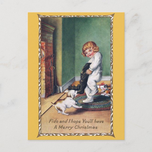 Poochslagsmål för mässaaktie av julaftonbyten helg vykort (Framsida)