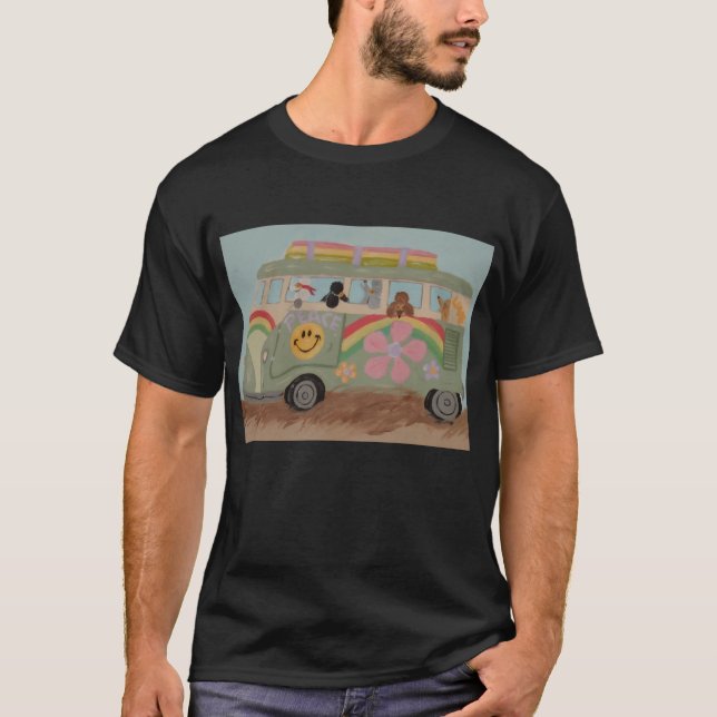 Poodlar i Hippybil T Shirt (Framsida)