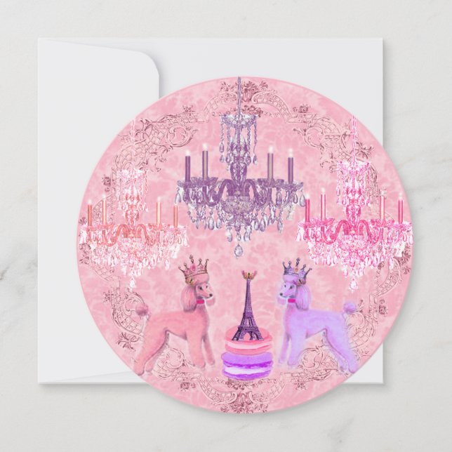 Poodlar, Macarons och Eiffeltornet Kort (Framsida)