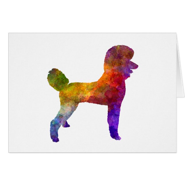 Poodle 01 in watercolor hälsningskort (Framsidan Horizontal)
