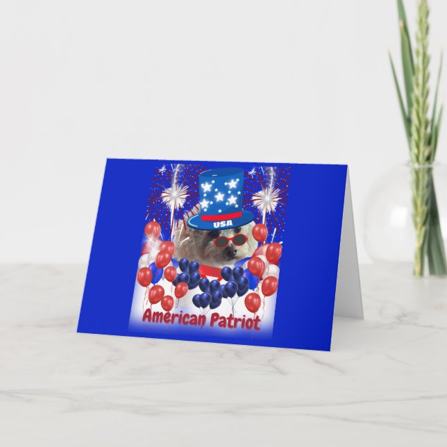 Poodle amerikansk patriotisk vikbar notkorth kort (Framsida)