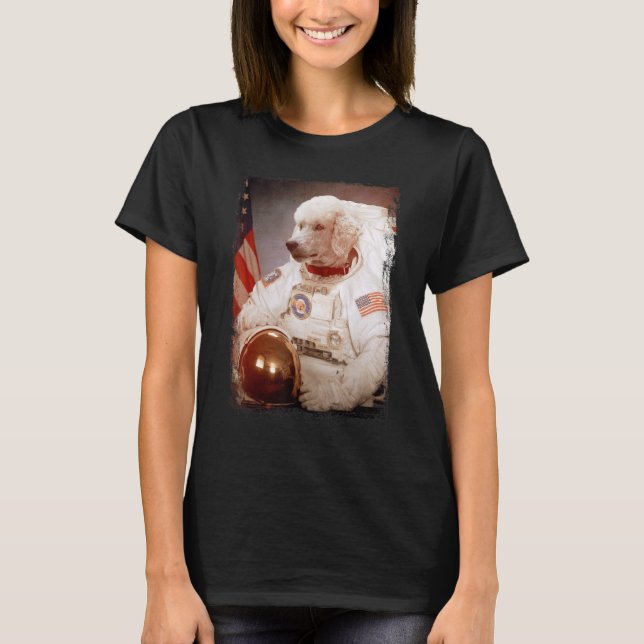 Poodle Astronaut Moon Space Mission Animal Astrona T Shirt (Framsida)