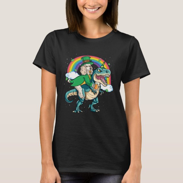 Poodle Beer Dino Rex Horn Rainbow Dog T Shirt (Framsida)