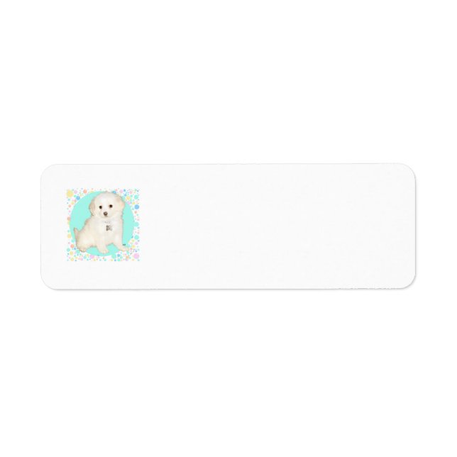 Poodle / Bichon Mix Valp Firar Livet Returadress Etikett (Framsidan)
