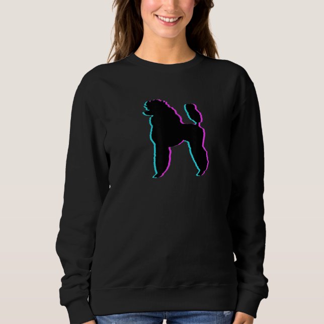POODLE - BLÅ ROSA SVART SILHUETT T SHIRT (Framsida)