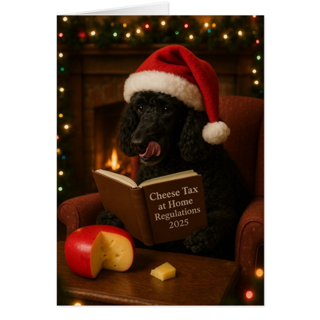 Poodle 'Cheese Tax' Christmas card Hälsningskort (Framsidan)