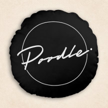 Poodle Chic Fancy Script Elegant Svart Rund Kastru