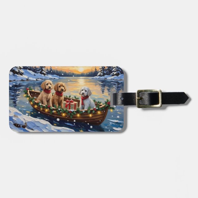Poodle Christmas Boat Holiday Bagagebricka (Horisontell Framsida)