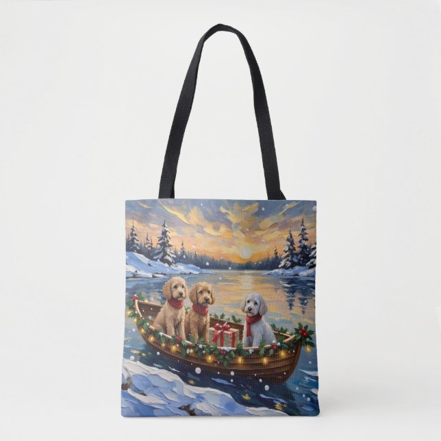 Poodle Christmas Boat Holiday Tygkasse (Framsida)