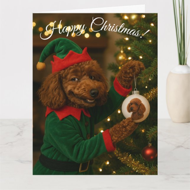 Poodle Christmas card Kort (Framsida)