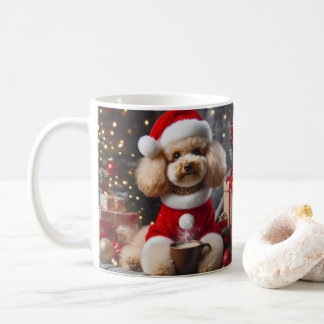 Poodle Christmas Mug – Cute Dog with Santa Hat Kaffemugg