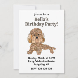Poodle Dog Birthday Party Inbjudningar