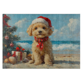 Poodle Dog Christmas Vintage Beach