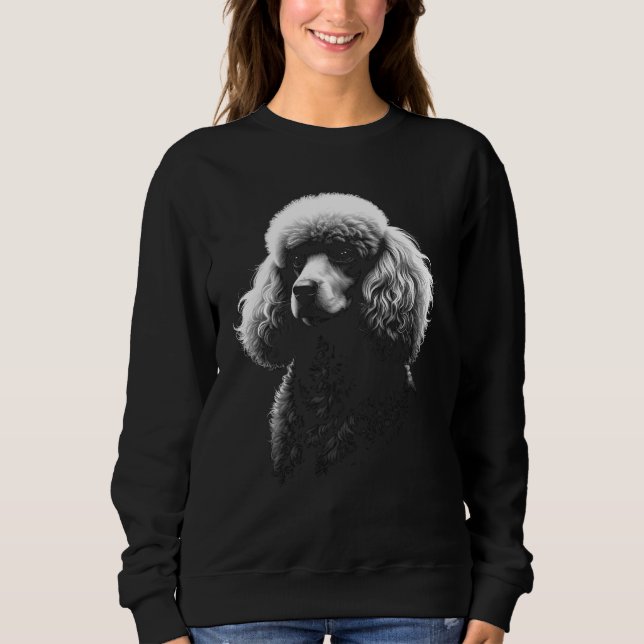 Poodle Dog Dark Art Women's Black Sweater T Shirt (Framsida)