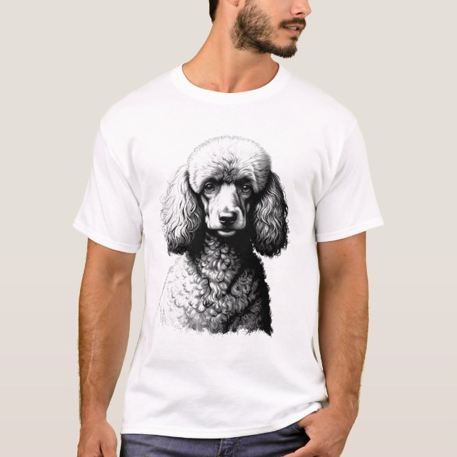 Poodle Dog Head Sketch White T-Shirt (Framsida)