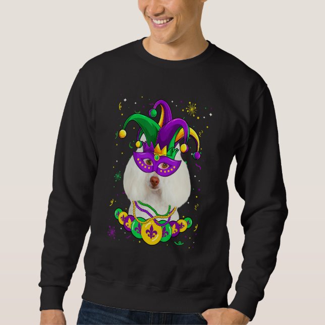 Poodle Dog Lover Mardi Gras Carnival Funny Mask Be Lång Ärmad Tröja (Framsida)