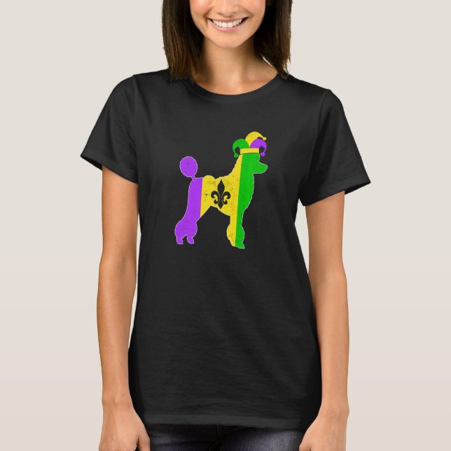 Poodle Dog Mardi Gras Carnivals Funny Puppy Jester T Shirt (Framsida)