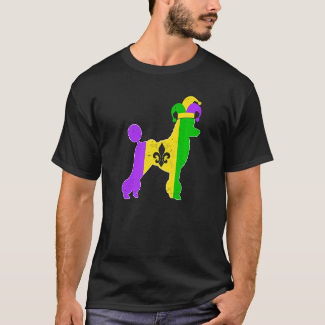 Poodle Dog Mardi Gras Carnivals Funny Puppy Jester T Shirt (Framsida)