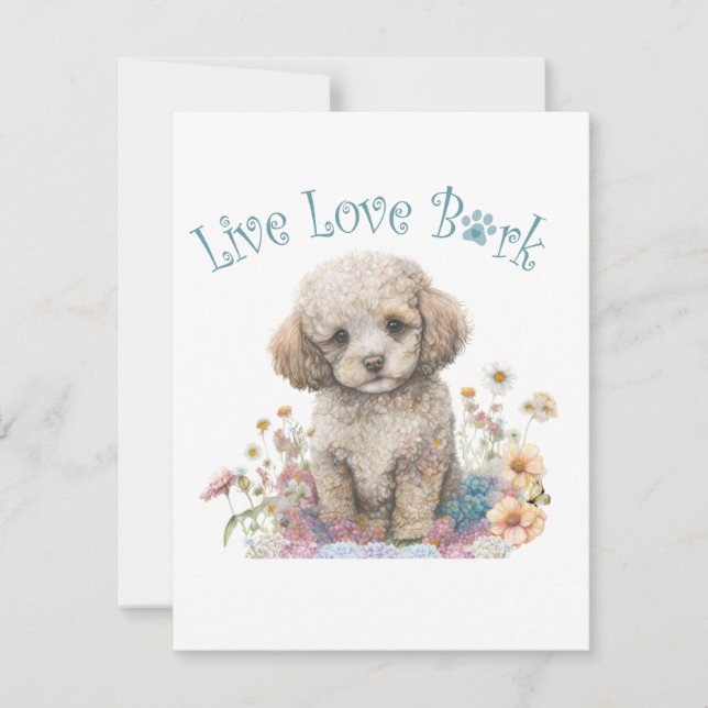 Poodle Dog Mom Blommig Anteckningskort (Framsida)