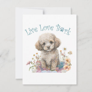 Poodle Dog Mom Blommig Anteckningskort