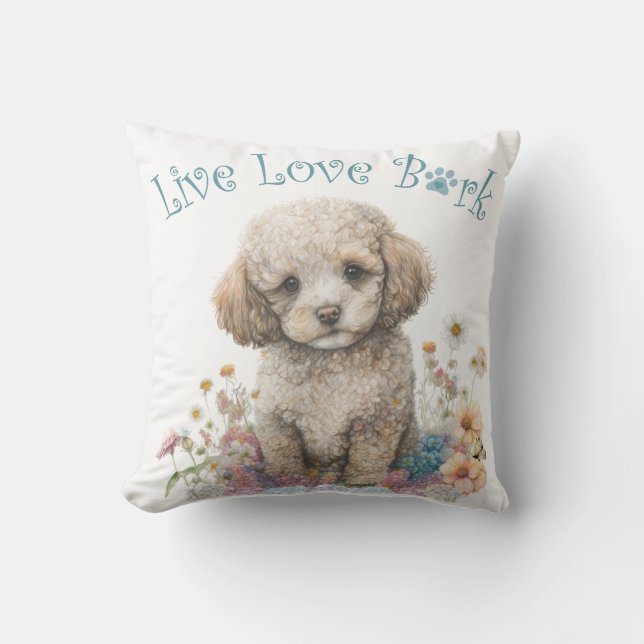 Poodle Dog Mom Blommig Kudde (Framsida)